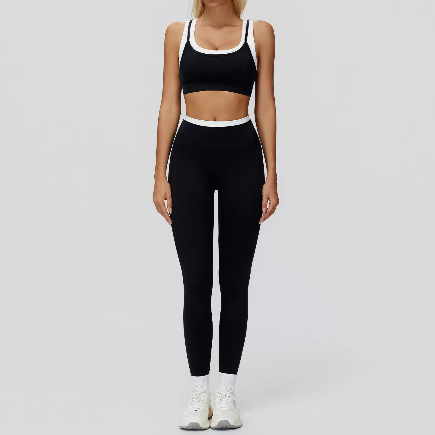 Conjunto deportivo de gimnasio para mujer: pantalón de yoga de compresión suave y sujetador ligero elástico FGBTZ3129