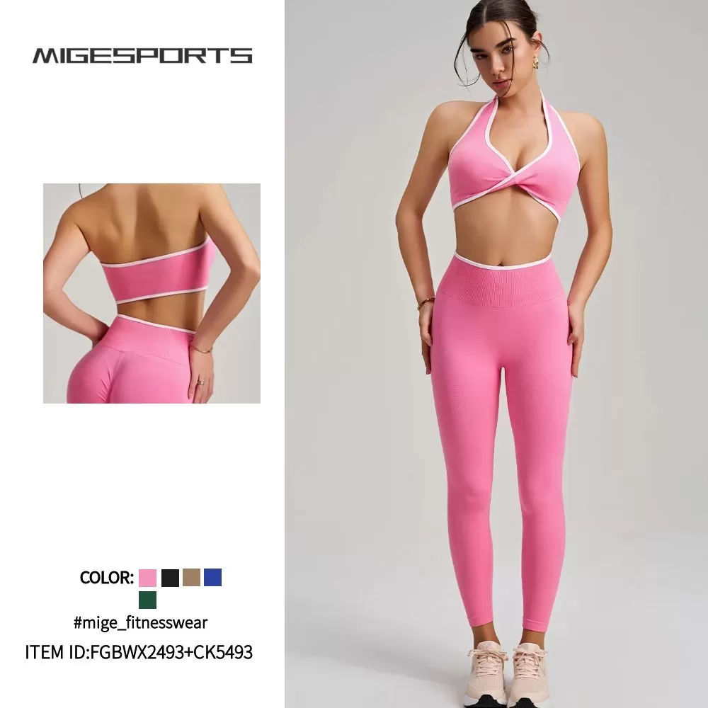 Conjunto de yoga sin costuras para mujer, ideal para fitness y deportes FGBWX2493+CK5493