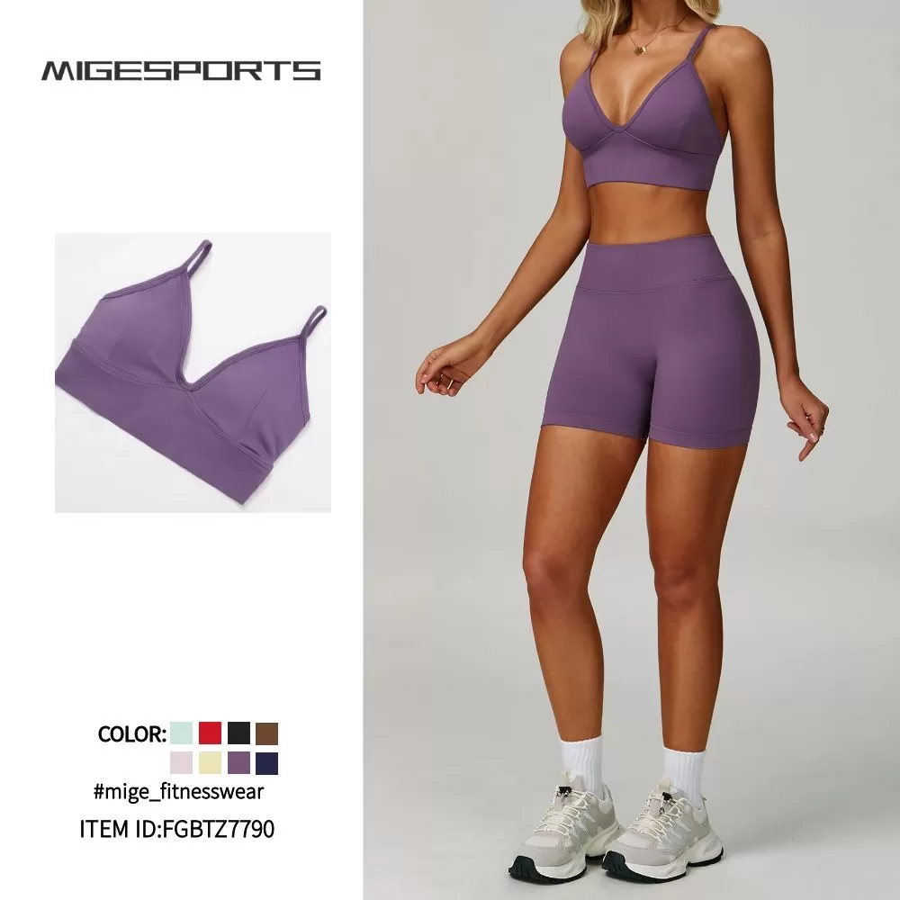 Conjunto de yoga sin costuras para mujer, sujetador deportivo push-up sexy, ideal para yoga, gimnasio y fitness. Conjunto de entrenamiento FGBTZ7790