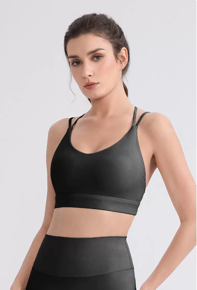 Sujetador deportivo de nailon y licra con espalda cruzada para entrenamiento, running, yoga, fitness, alto impacto, gimnasio, FGB52760