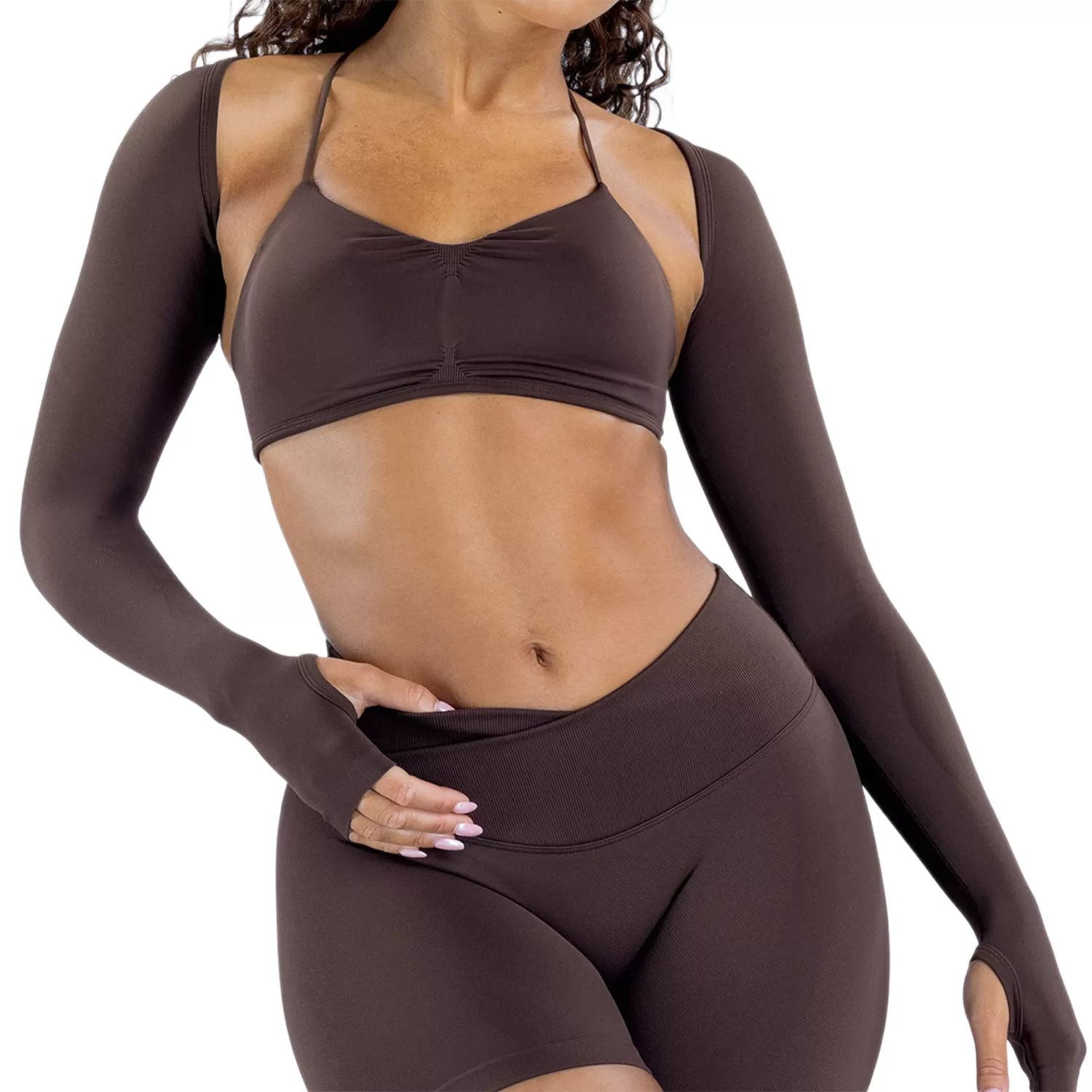 Camisetas de yoga de manga larga de nailon ligeras para entrenamiento, ropa deportiva para mujer, sin costuras, para gimnasio, yoga, chal FGB3011