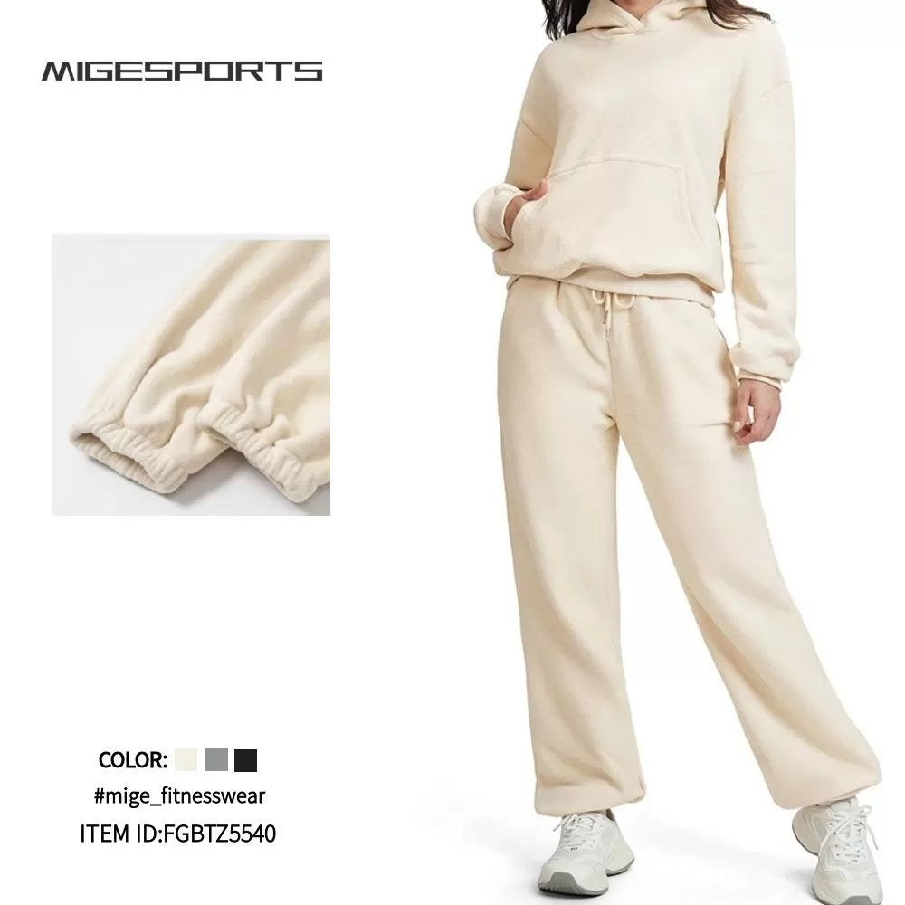 Conjunto deportivo informal de dos piezas para mujer, chaqueta holgada con cremallera y sudadera con capucha ancha, FGBETZ5540