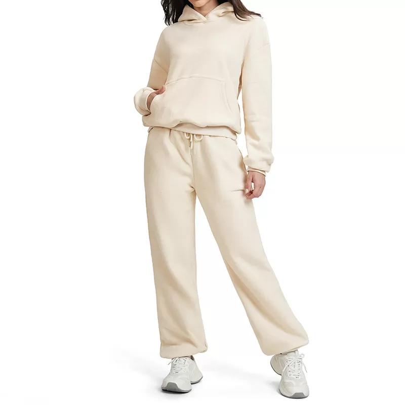 Conjunto deportivo informal de dos piezas para mujer, chaqueta holgada con cremallera y sudadera con capucha ancha, FGBETZ5540