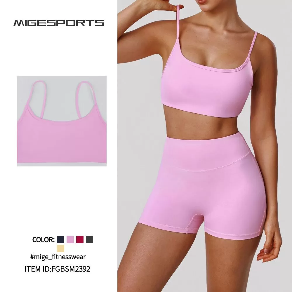 Conjunto de chándal para correr para mujer, sujetador y pantalones cortos, ropa de fitness, top de entrenamiento, conjuntos de yoga de cintura alta FGBSM2392
