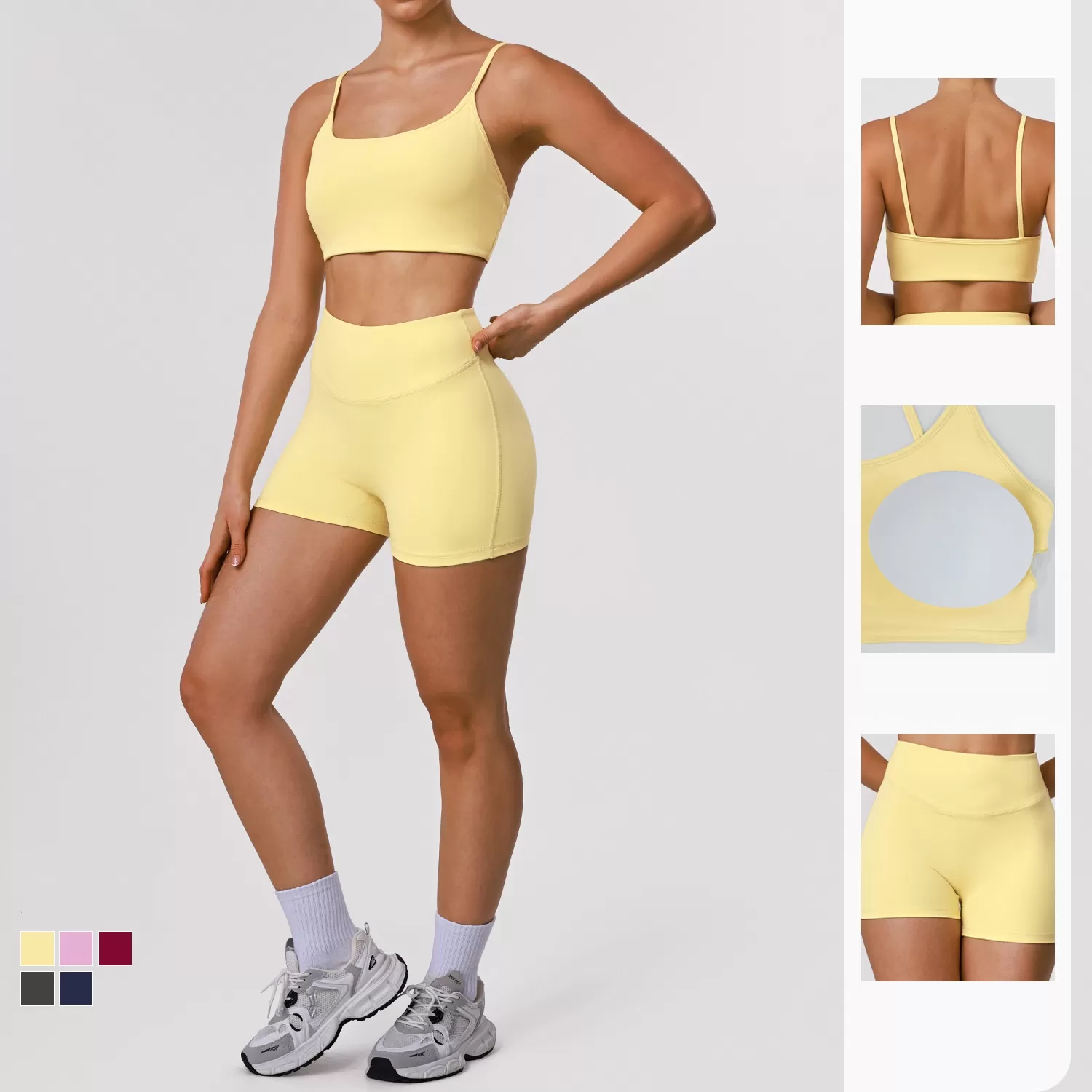 Conjunto de chándal para correr para mujer, sujetador y pantalones cortos, ropa de fitness, top de entrenamiento, conjuntos de yoga de cintura alta FGBSM2392