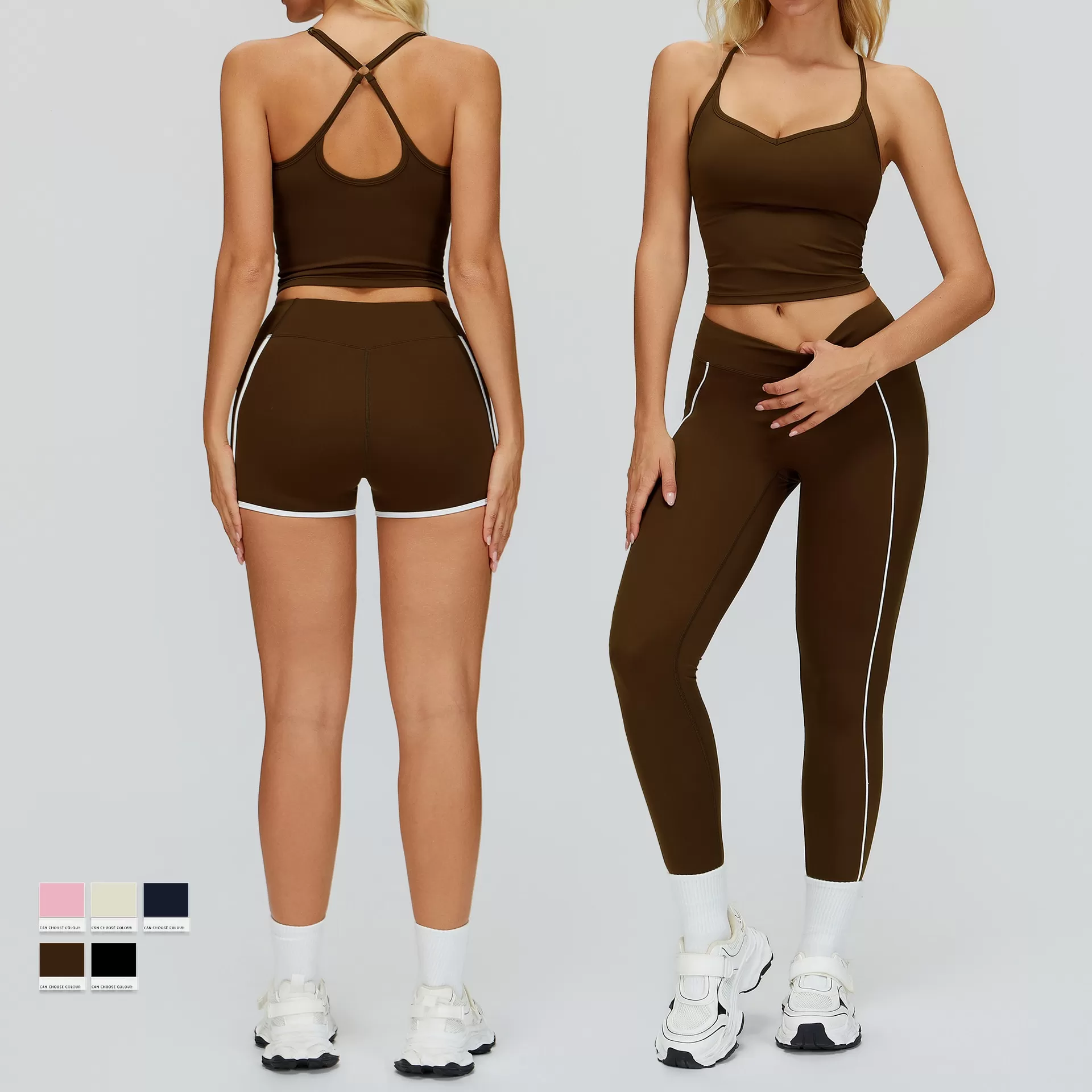 Conjunto de yoga deportivo para mujer, con efecto piel, realce de glúteos, para entrenamiento al aire libre, básico, de lujo, para gimnasio, secado rápido, FGBTZ2501