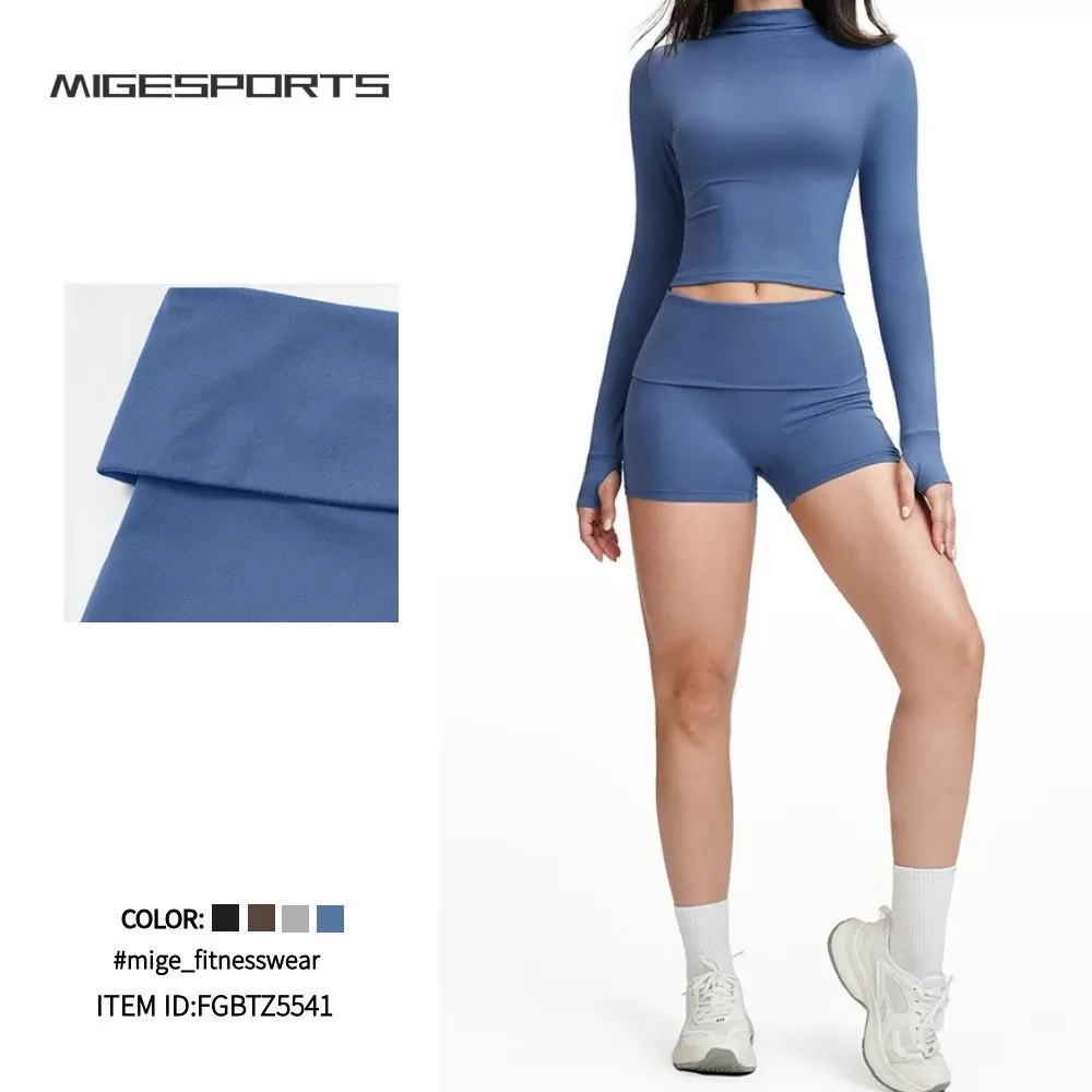 Conjunto de yoga para mujer, manga larga, ajustado, deportivo, cintura alta, para correr, FGBTZ5541