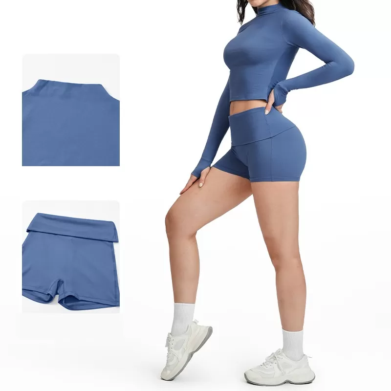 Conjunto de yoga para mujer, manga larga, ajustado, deportivo, cintura alta, para correr, FGBTZ5541