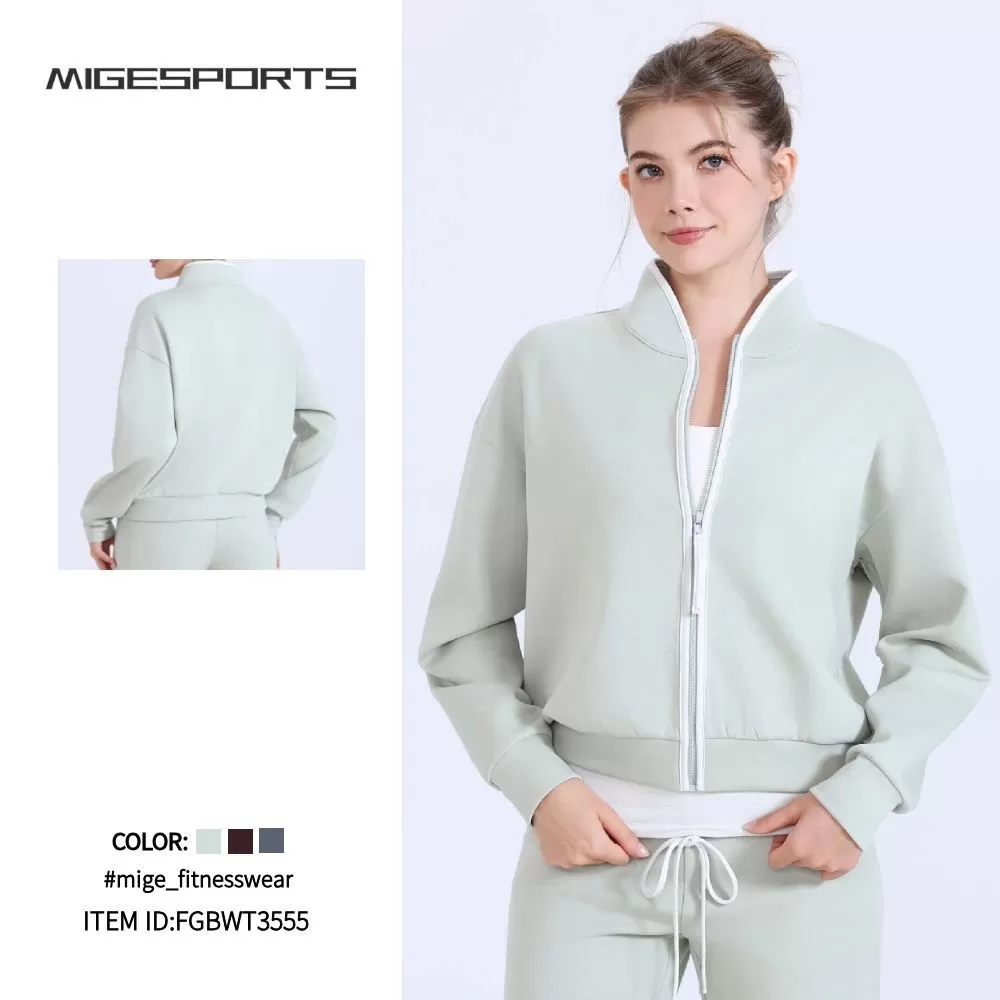 Traje de yoga, chaqueta de entrenamiento, ropa de entrenamiento para mujer, logotipo personalizado, gimnasio, fitness, traje de manga larga, ropa deportiva para ejercicio, ropa de yoga FGBWT3555