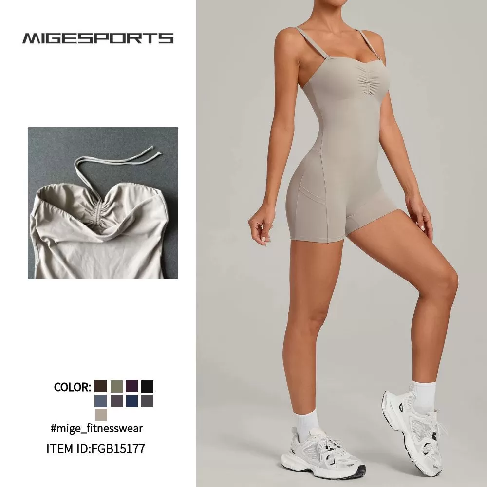 Mono corto de yoga sin mangas para mujer, versátil, con múltiples opciones de uso, para entrenamiento, con bolsillos, FGB15177