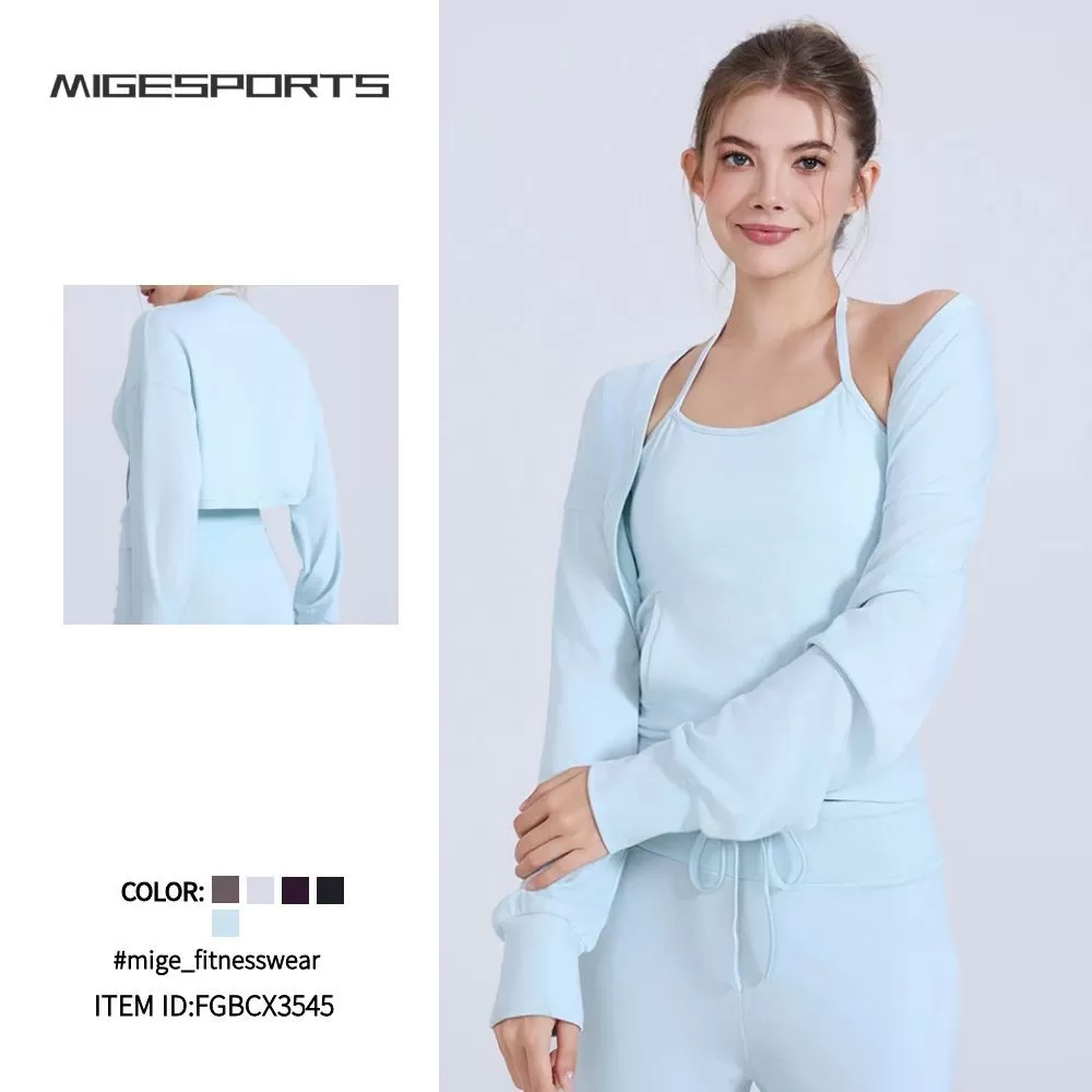 Camiseta deportiva de manga larga para mujer, ideal para fitness, running y yoga, ideal para exteriores, FGBCX3545