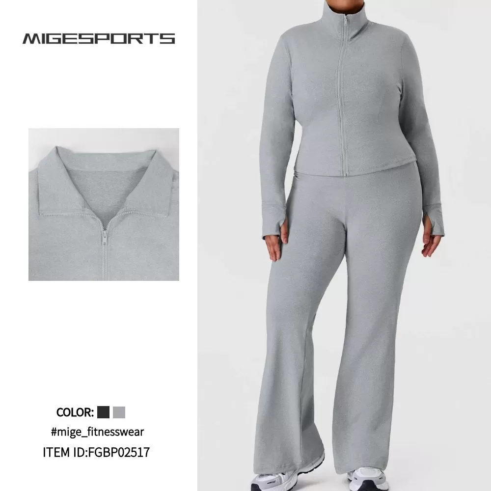 Conjunto de entrenamiento para mujer de talla grande, pantalones, traje de yoga, ropa deportiva, chaqueta de manga larga de talla grande, conjuntos de fitness para gimnasio, GBP 02517