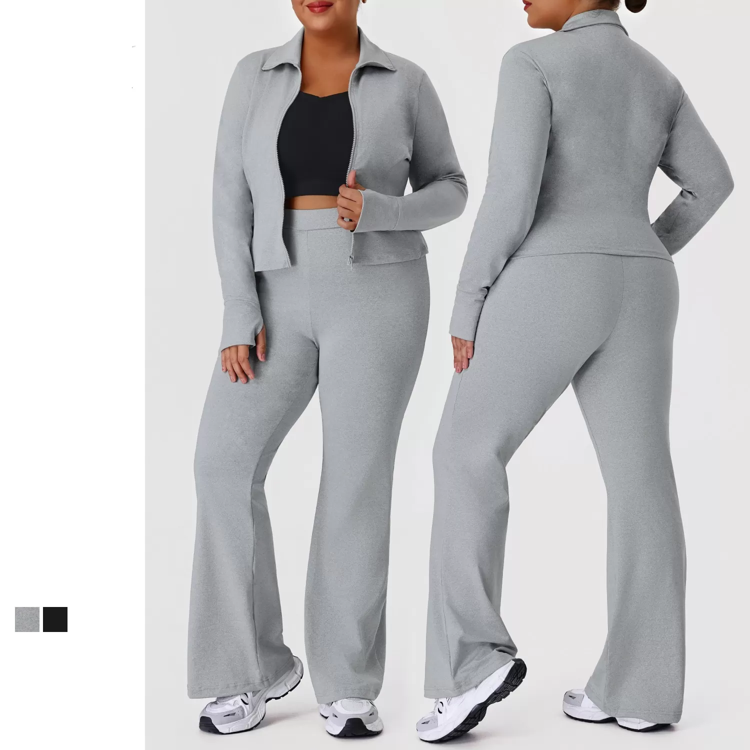 Conjunto de entrenamiento para mujer de talla grande, pantalones, traje de yoga, ropa deportiva, chaqueta de manga larga de talla grande, conjuntos de fitness para gimnasio, GBP 02517