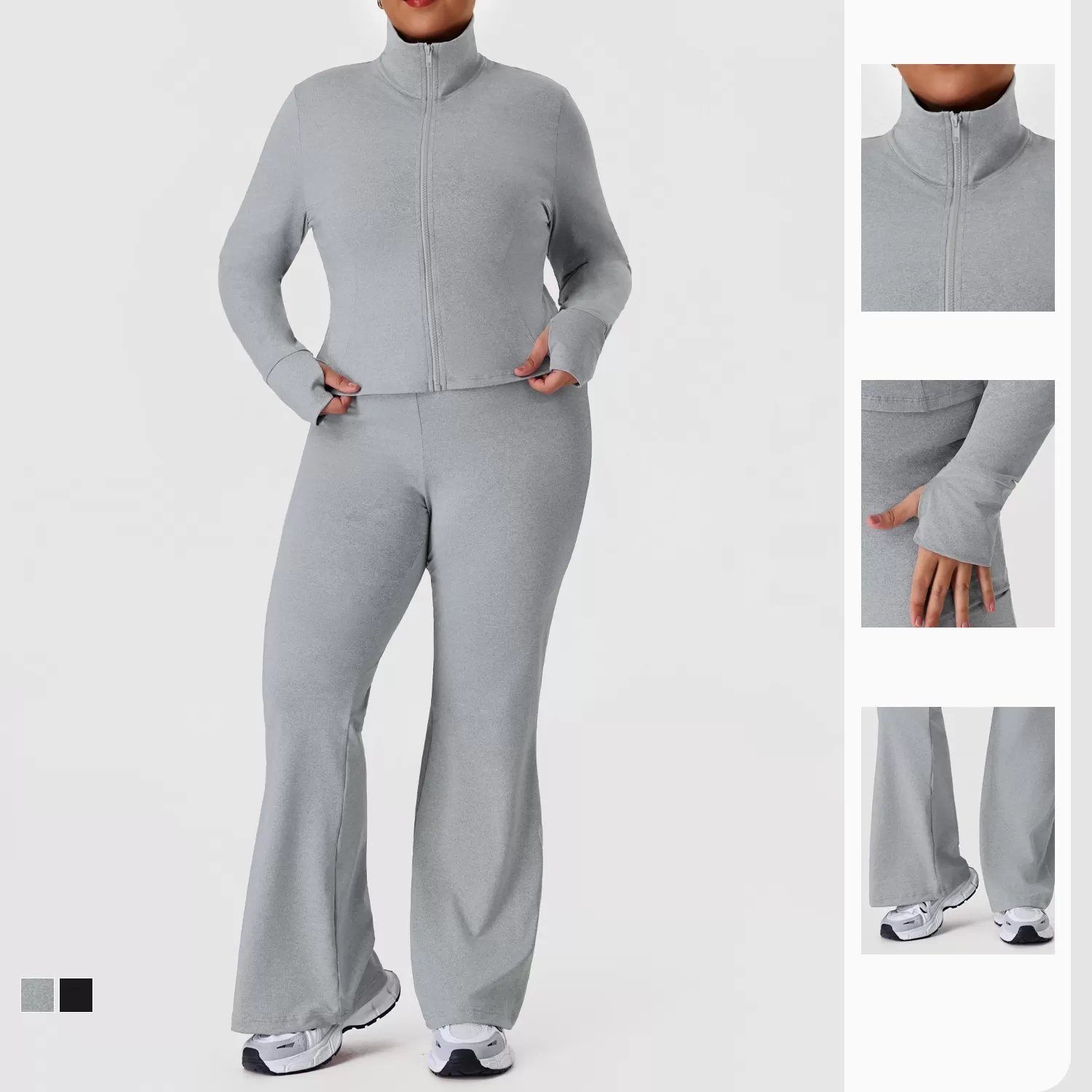 Conjunto de entrenamiento para mujer de talla grande, pantalones, traje de yoga, ropa deportiva, chaqueta de manga larga de talla grande, conjuntos de fitness para gimnasio, GBP 02517