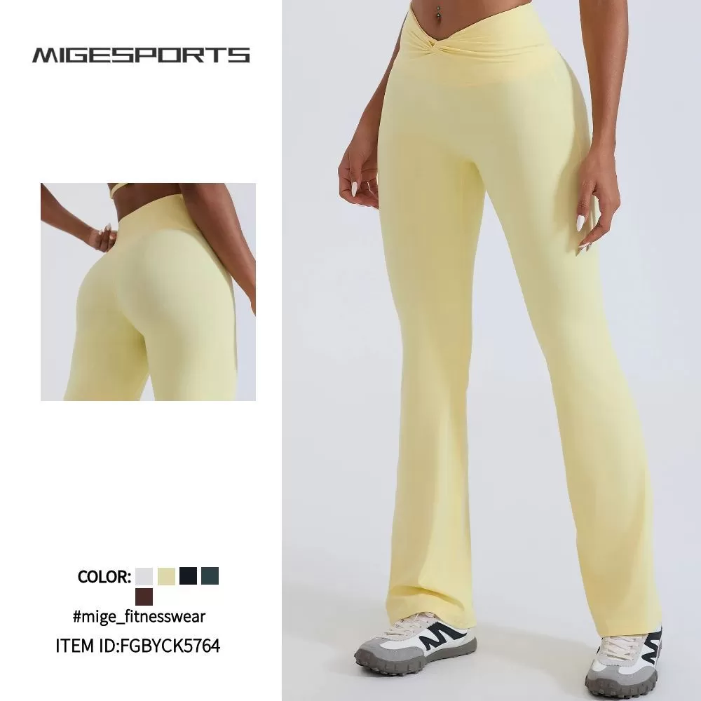 Pantalones de yoga para mujer, pantalones de yoga acampanados de cintura alta, leggings de fitness, pantalones elásticos para gimnasio, pantalones deportivos casuales de pierna ancha FGBYCK5764