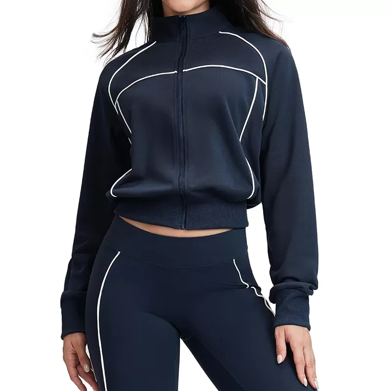 Chaqueta deportiva con cremallera para mujer, cuello alto, para gimnasio, fitness, yoga, FGBEWT5079