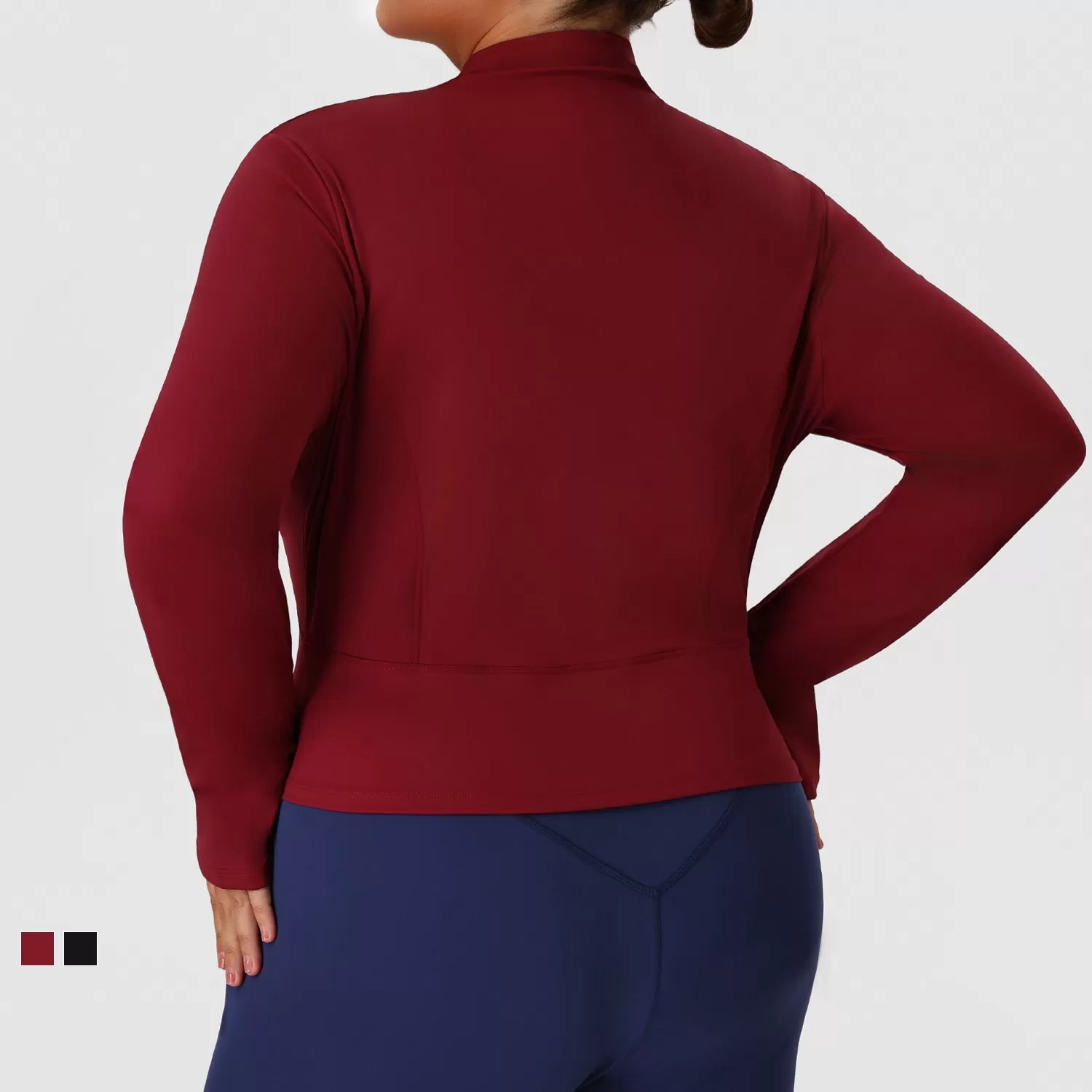 Chaquetas de yoga de manga larga con cremallera para gimnasio y fitness, tallas grandes, para mujer, para correr y entrenar, FGBP02523