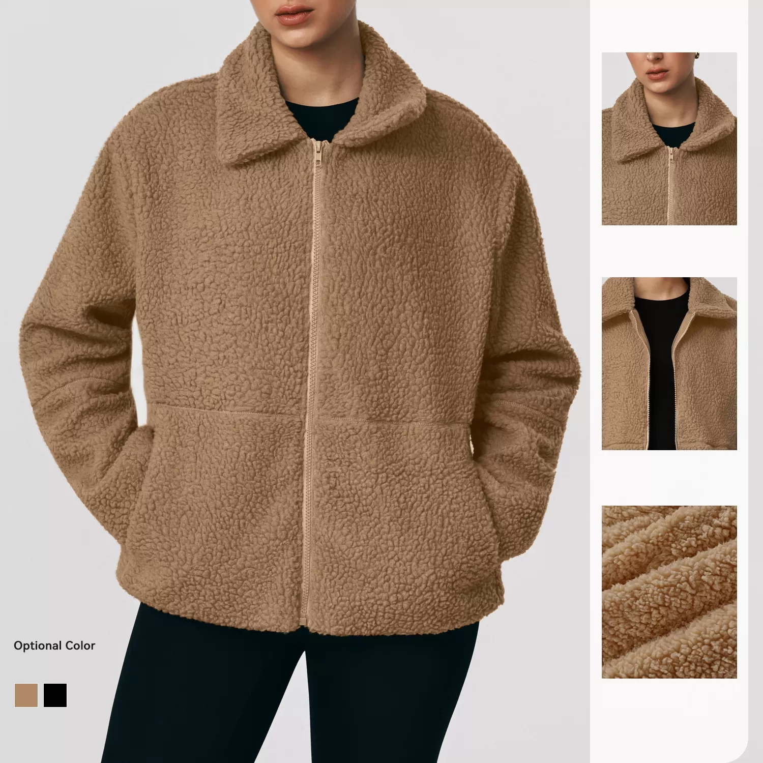 Chaqueta deportiva de manga larga con cremallera para mujer, FGBSM2570