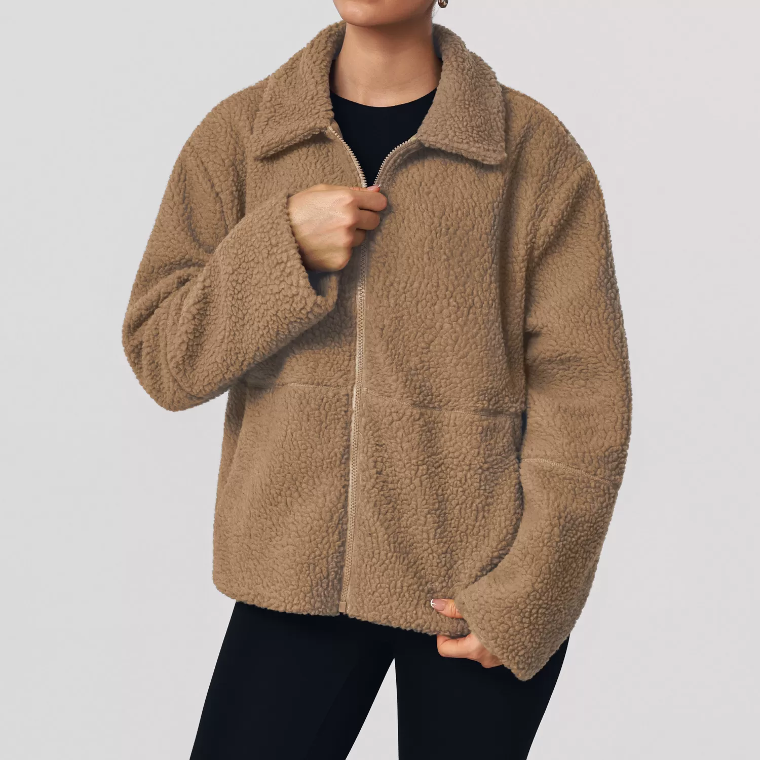 Chaqueta deportiva de manga larga con cremallera para mujer, FGBSM2570