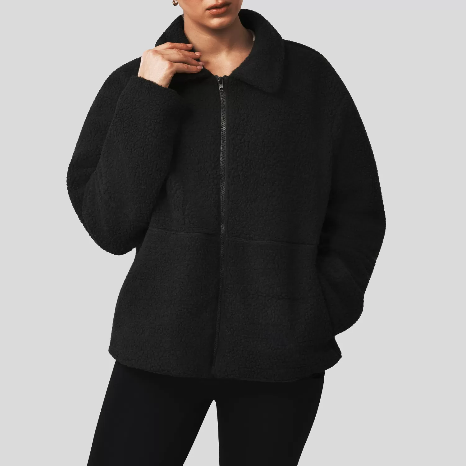 Chaqueta deportiva de manga larga con cremallera para mujer, FGBSM2570