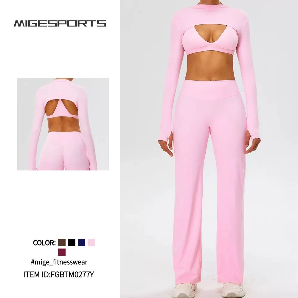 Conjuntos de ropa deportiva atlética para mujer, de secado rápido, elásticos y de gran calidad, para entrenamiento y yoga, FGBTM0277Y