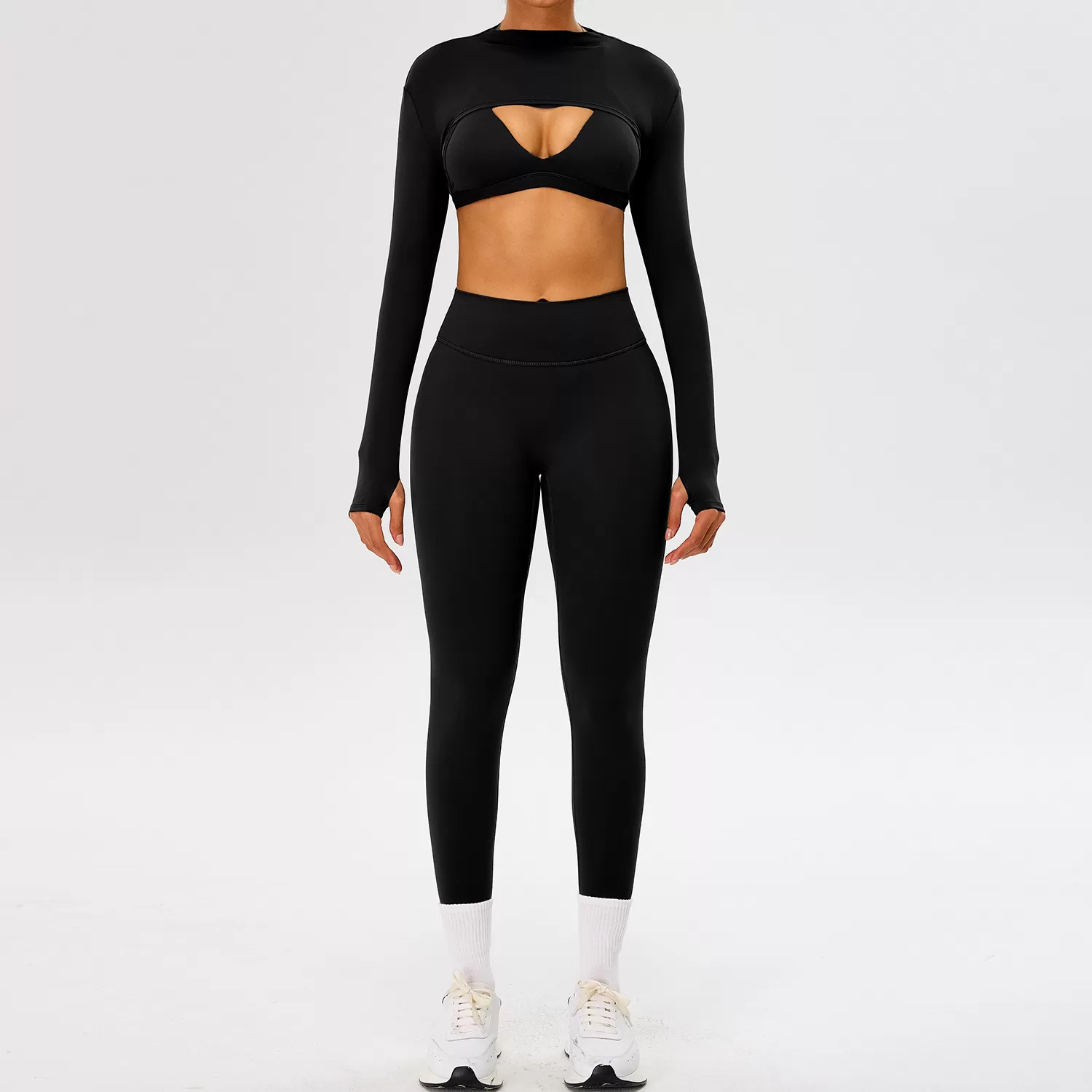 Sujetador + top + leggings negros