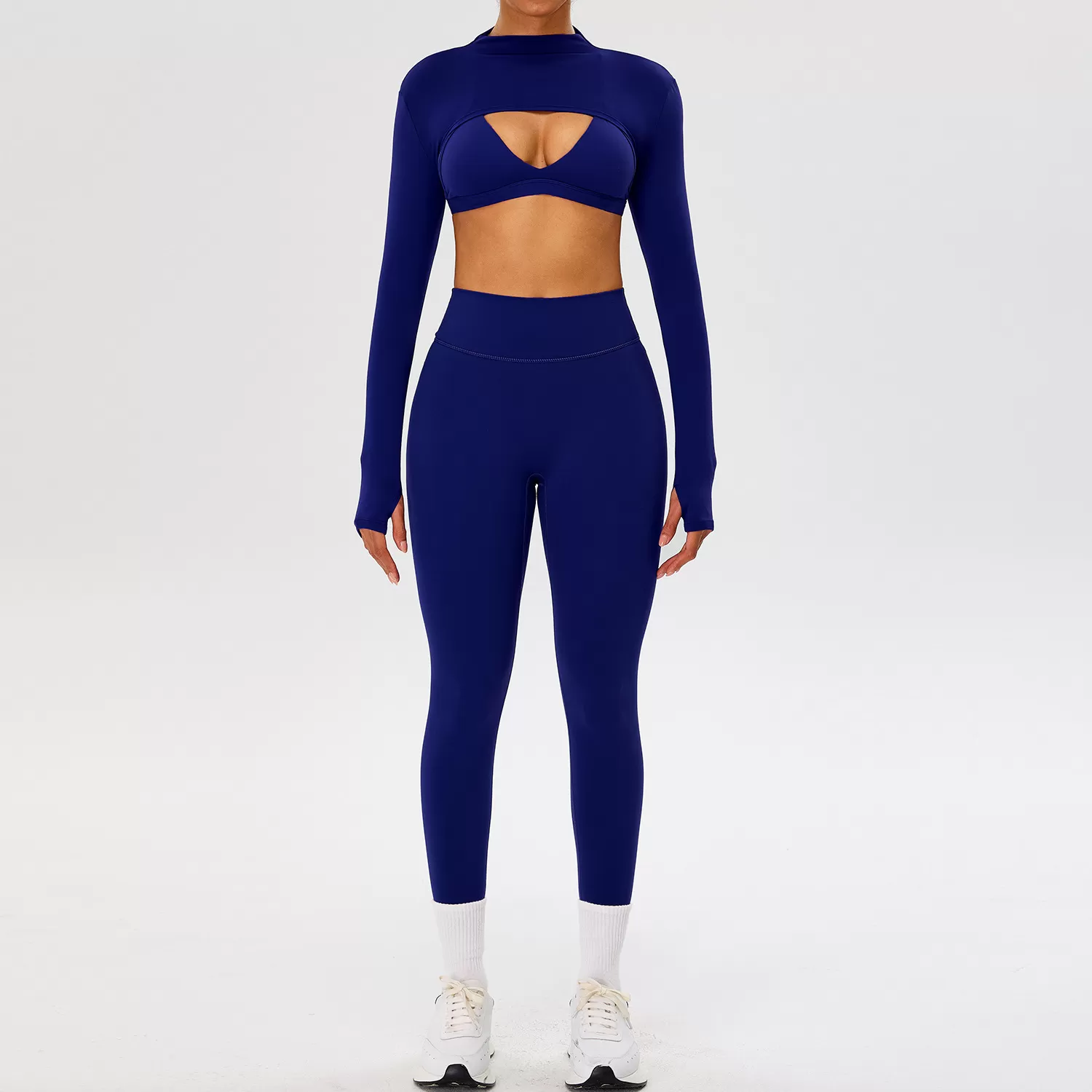 Sujetador + top + leggings azul oscuro