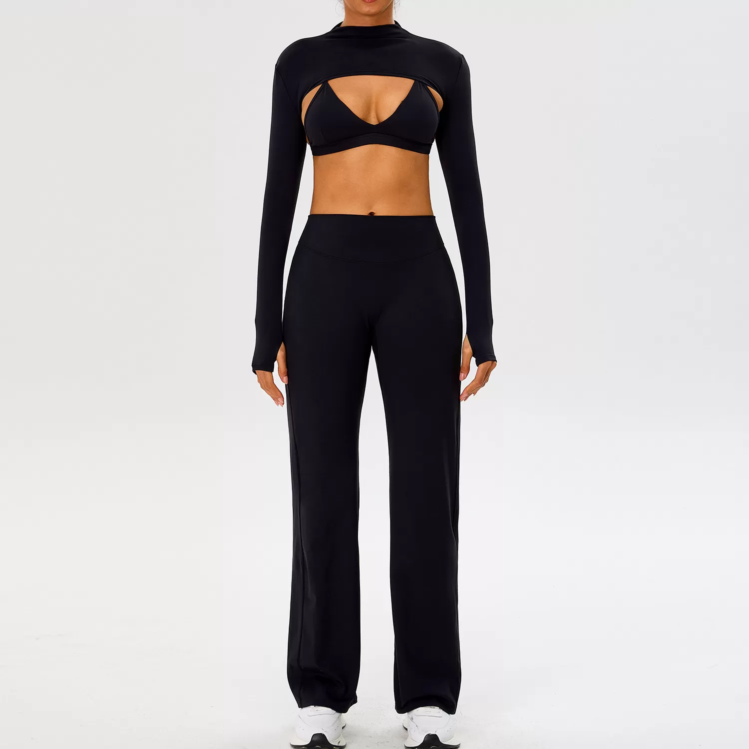 Sujetador + top + pantalón negro y azul