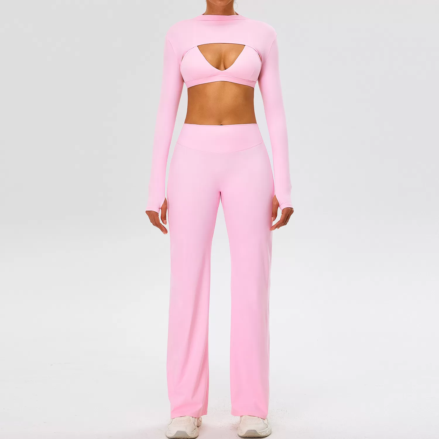 Sujetador + top + pantalón rosa y azul