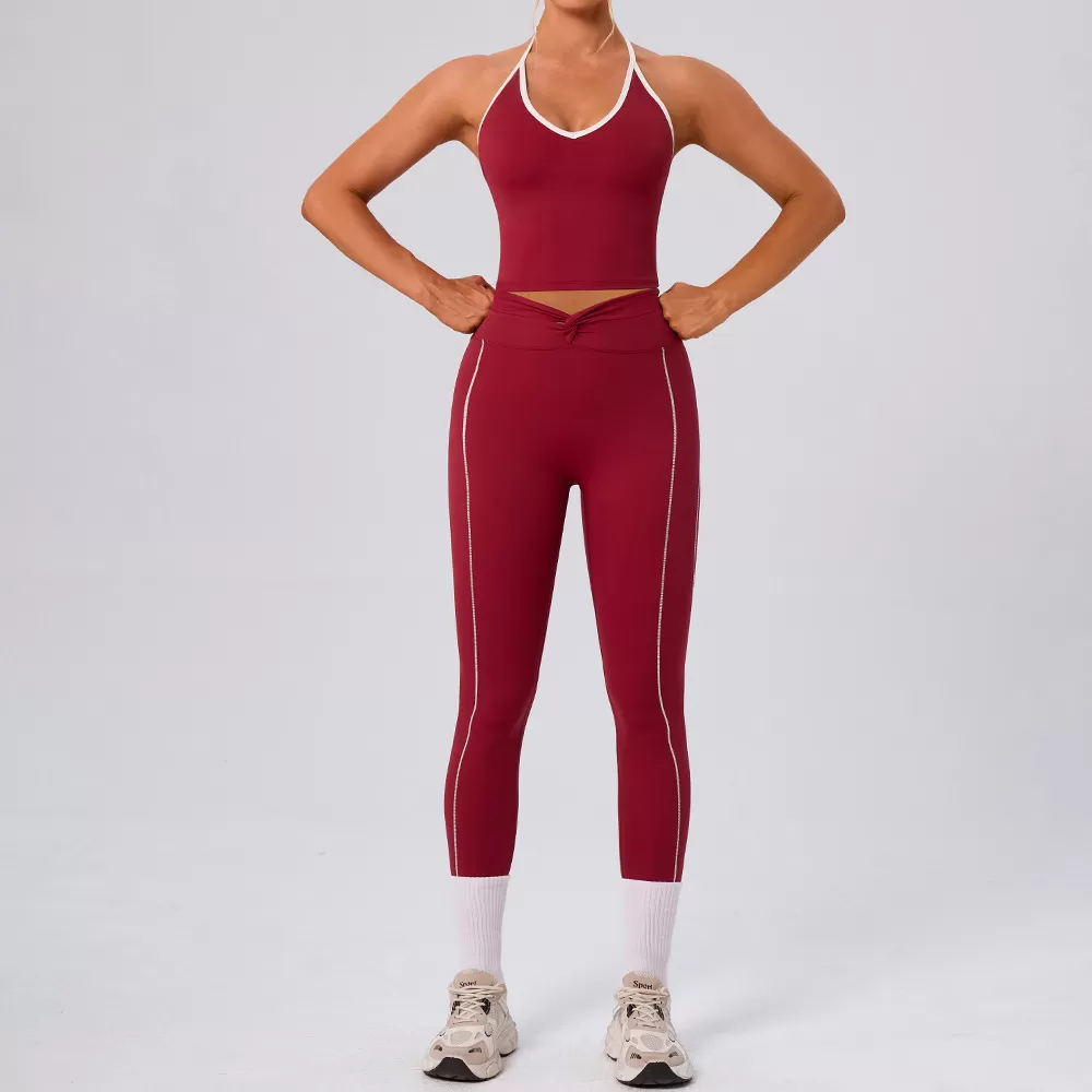 Leggings de yoga de cintura alta, nuevos leggings deportivos, conjunto de sujetador y yoga para mujer, atuendo FGBYW586+KW451