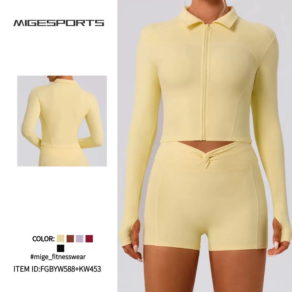 Conjuntos de yoga de secado rápido, ajustados, para correr, fitness, a prueba de golpes, cintura alta, para mujer, para gimnasio al aire libre, FGBYW588+KW453