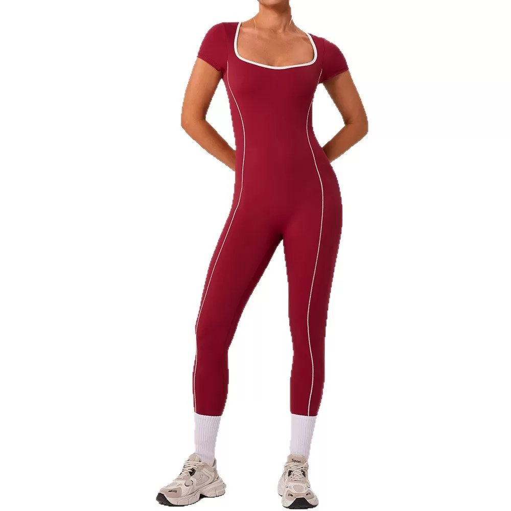 Mono de fitness de una pieza para mujer, mono de gimnasio de manga corta, mono de yoga de una pieza, ropa deportiva, monos deportivos FGBYW1024L