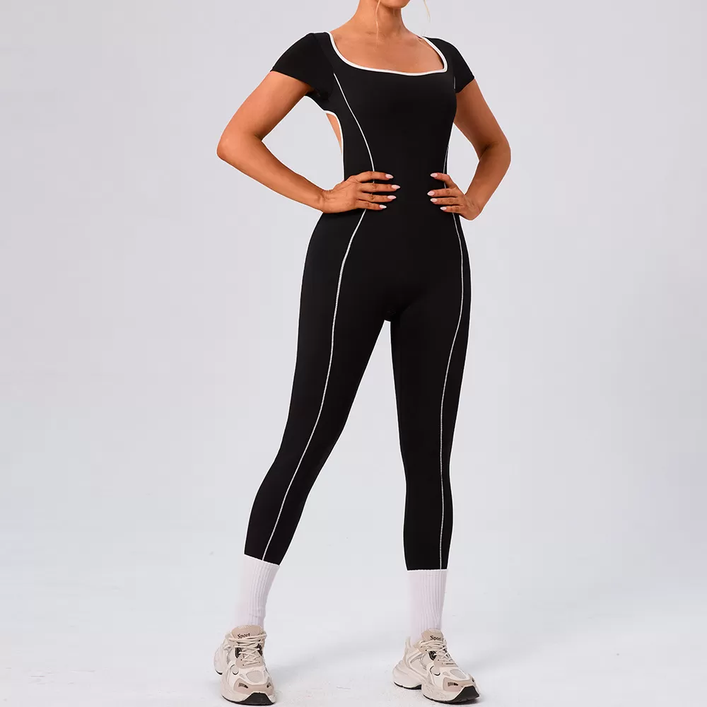 Mono de fitness de una pieza para mujer, mono de gimnasio de manga corta, mono de yoga de una pieza, ropa deportiva, monos deportivos FGBYW1024L
