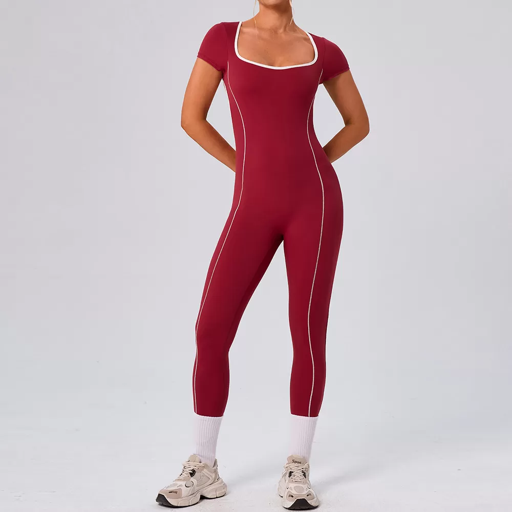 Mono de fitness de una pieza para mujer, mono de gimnasio de manga corta, mono de yoga de una pieza, ropa deportiva, monos deportivos FGBYW1024L