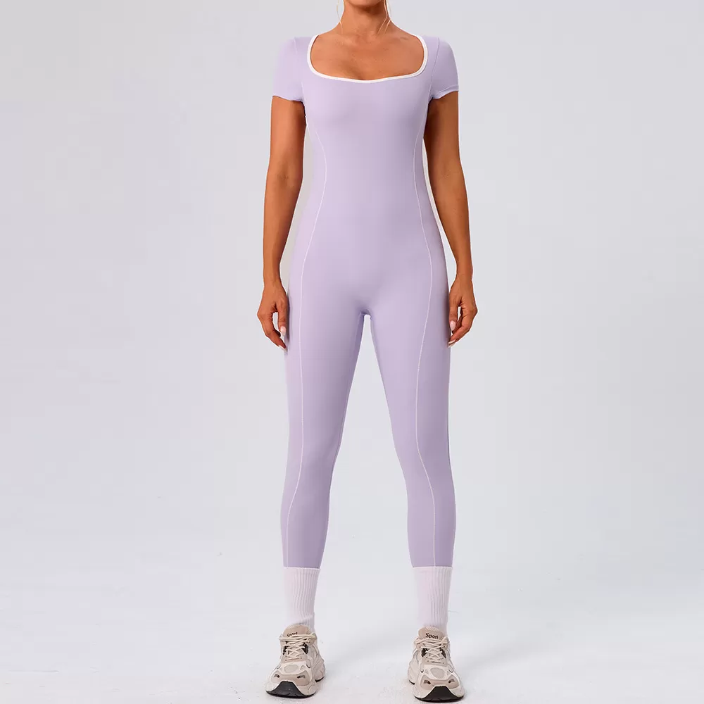 Mono de fitness de una pieza para mujer, mono de gimnasio de manga corta, mono de yoga de una pieza, ropa deportiva, monos deportivos FGBYW1024L