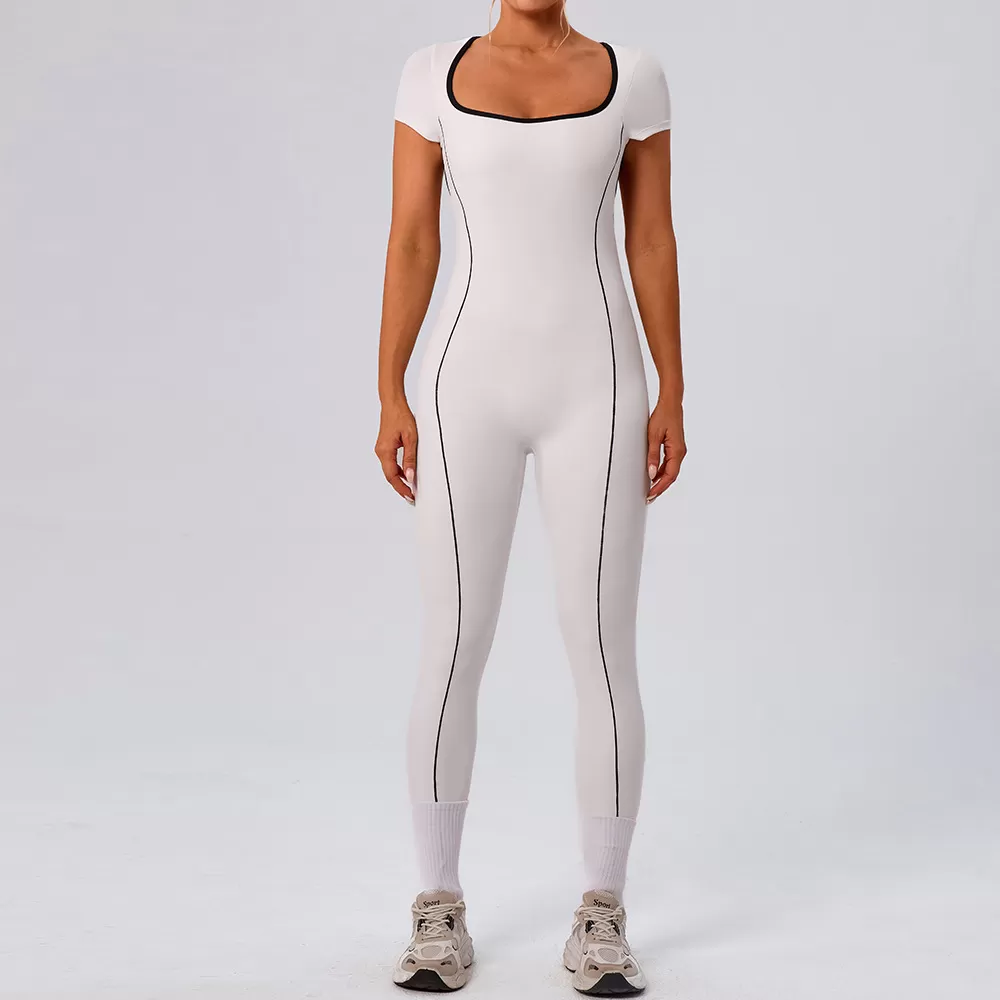 Mono de fitness de una pieza para mujer, mono de gimnasio de manga corta, mono de yoga de una pieza, ropa deportiva, monos deportivos FGBYW1024L