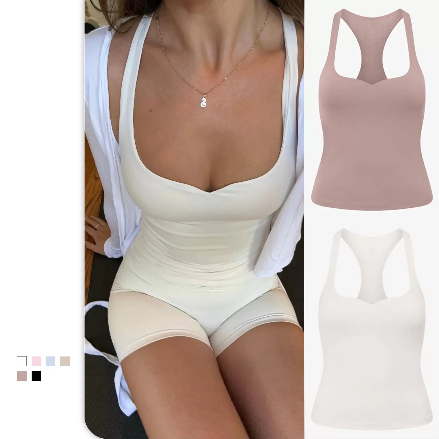 Camiseta deportiva de tirantes para mujer, para fitness, yoga, ajustada y cómoda, con almohadillas para el pecho FGBU131