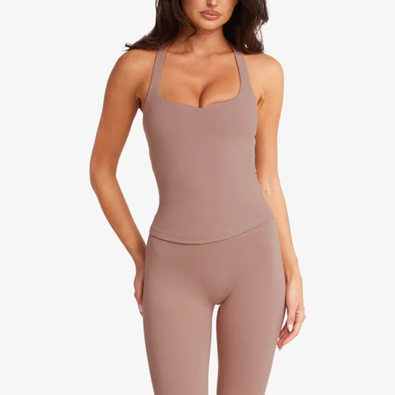 Camiseta deportiva de tirantes para mujer, para fitness, yoga, ajustada y cómoda, con almohadillas para el pecho FGBU131