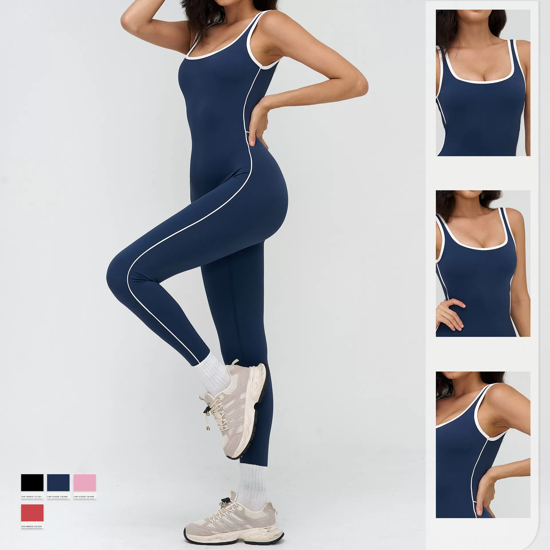 Mono corto sin mangas con espalda descubierta, ideal para hacer ejercicio, ir al gimnasio, practicar yoga o cualquier actividad deportiva. Mono deportivo acampanado para mujer. FGBELT9528