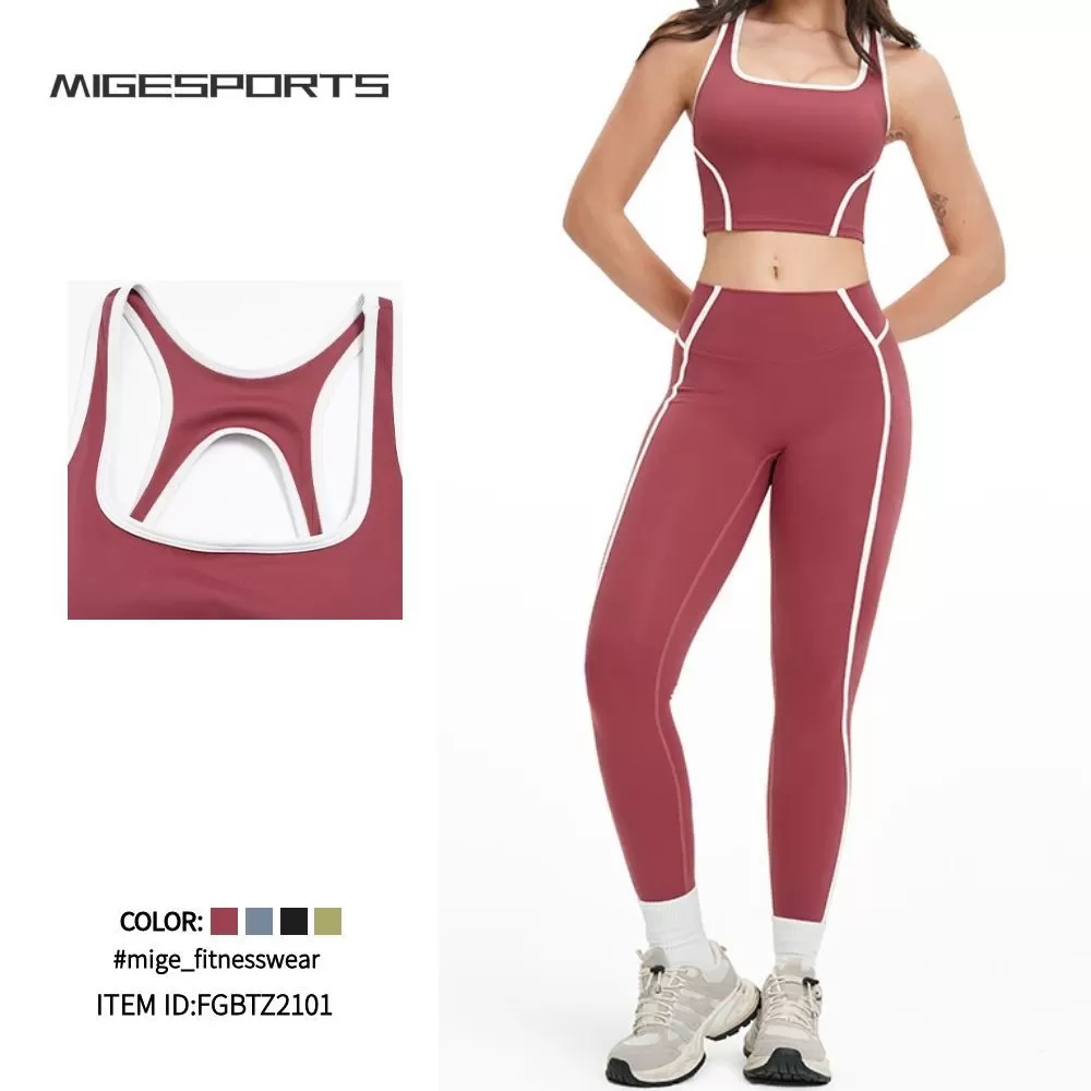 Conjunto deportivo de cuatro piezas para mujer: top corto con espalda descubierta, pantalones de chándal de pierna ancha acampanada. Ideal para gimnasio, fitness, entrenamiento y yoga. FGBTZ2101