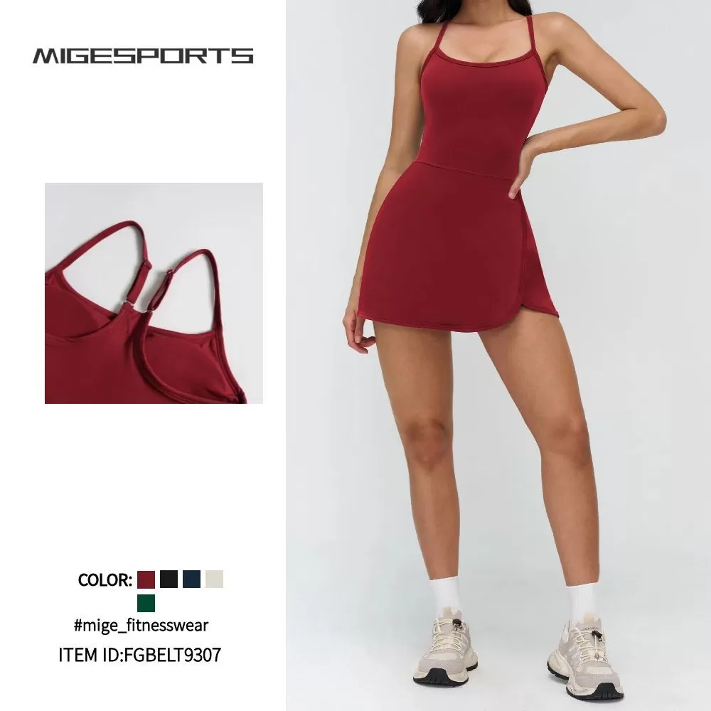 Falda corta de tenis suave para mujer, chándal de tenis transpirable con sujetador incorporado, pantalones cortos con bolsillos, atléticos FGBELT9307