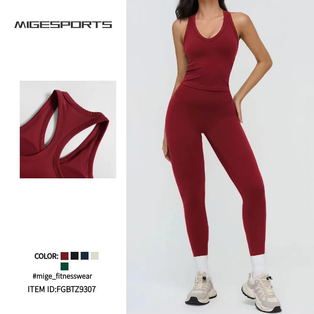 Conjunto de yoga: Sujetador deportivo de alto impacto, pantalones cortos, ropa de fitness para gimnasio, sujetador deportivo, leggings, ropa de yoga para mujer FGBTZ9307