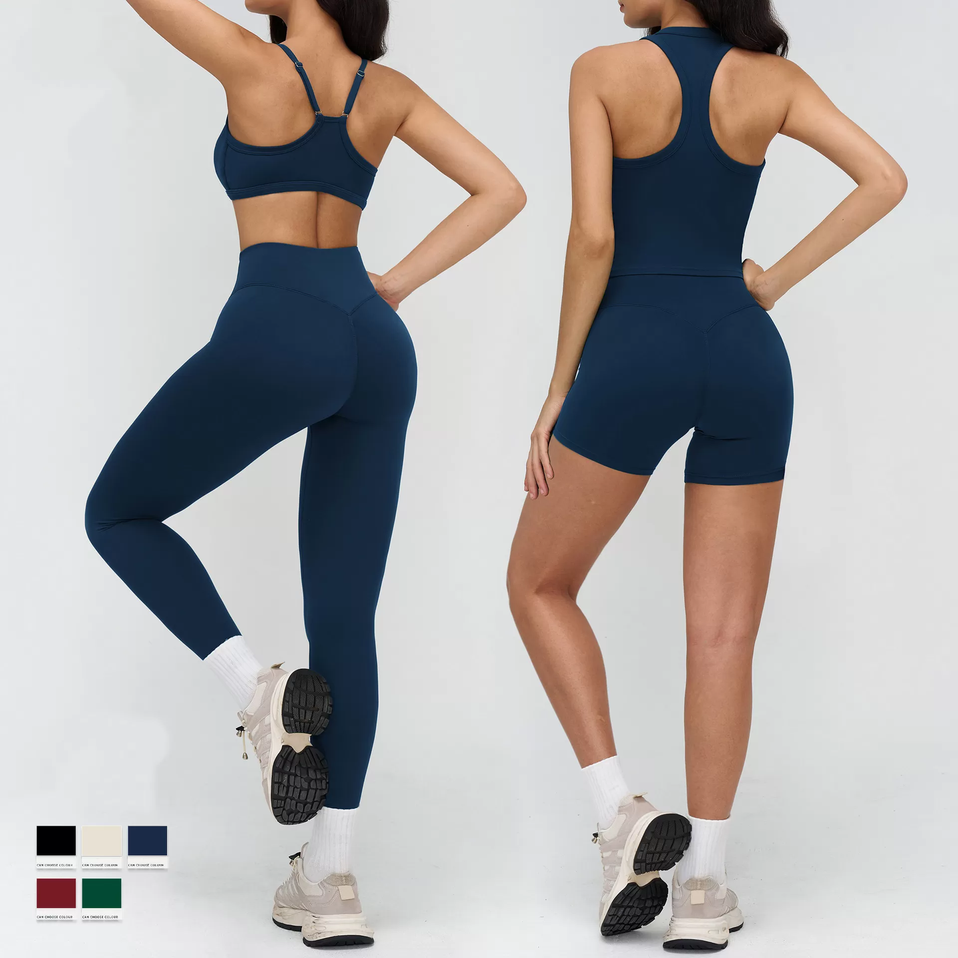 Conjunto de yoga: Sujetador deportivo de alto impacto, pantalones cortos, ropa de fitness para gimnasio, sujetador deportivo, leggings, ropa de yoga para mujer FGBTZ9307