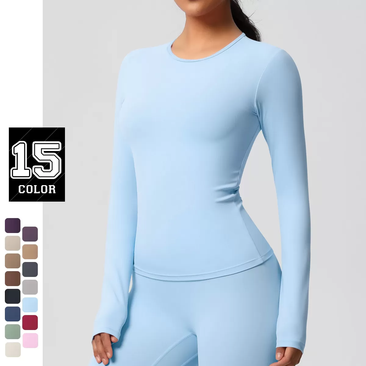 Camiseta de yoga de manga larga para mujer, suave, para gimnasio, FGB7102