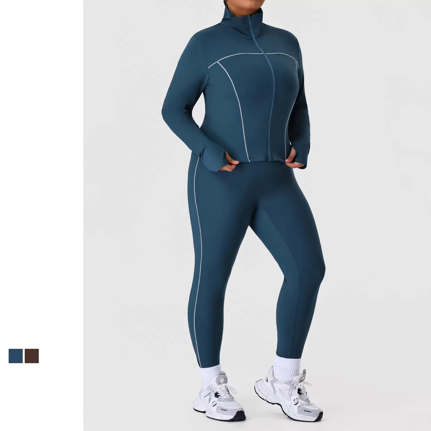 Conjuntos de yoga de talla grande para mujer, conjunto deportivo de 2 piezas, leggings y chaquetas FGBP02520