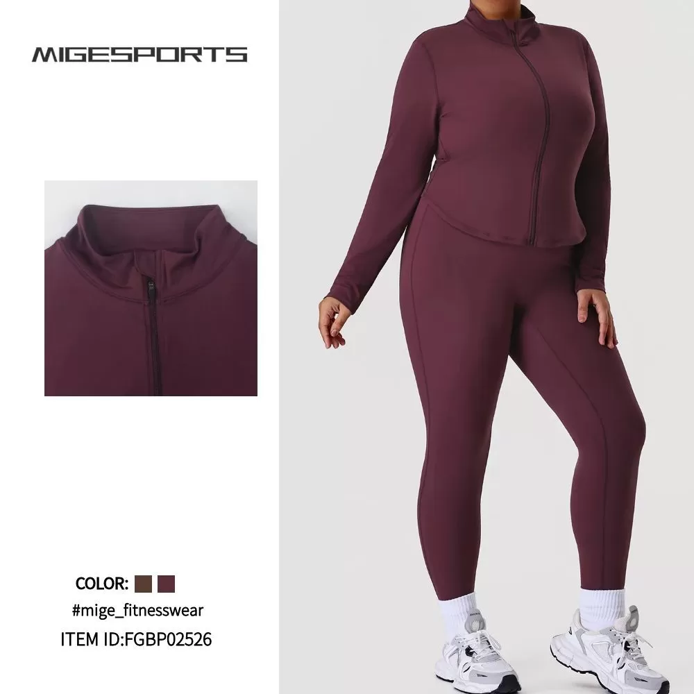 Conjunto de yoga de talla grande para mujer, ropa deportiva ajustada de dos piezas, conjunto de fitness FGBP02526
