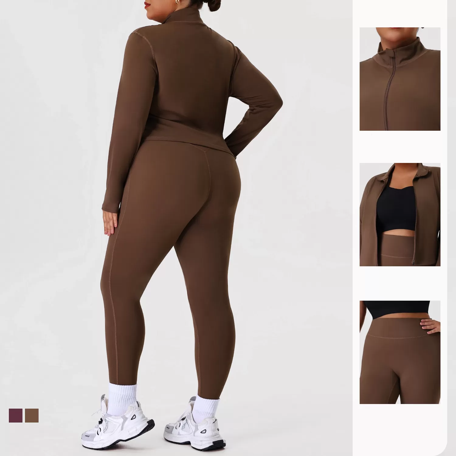 Conjunto de yoga de talla grande para mujer, ropa deportiva ajustada de dos piezas, conjunto de fitness FGBP02526