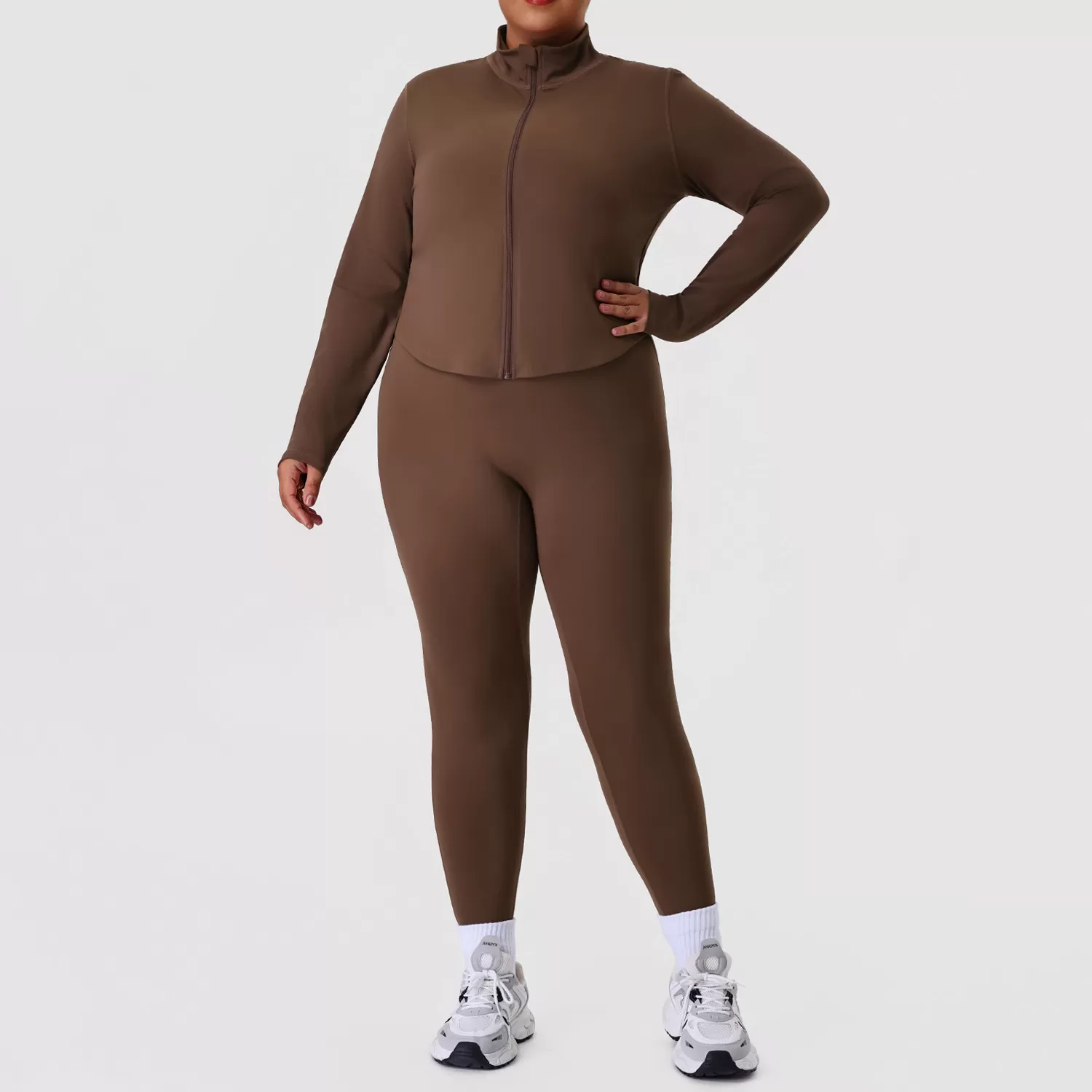 Conjunto de yoga de talla grande para mujer, ropa deportiva ajustada de dos piezas, conjunto de fitness FGBP02526