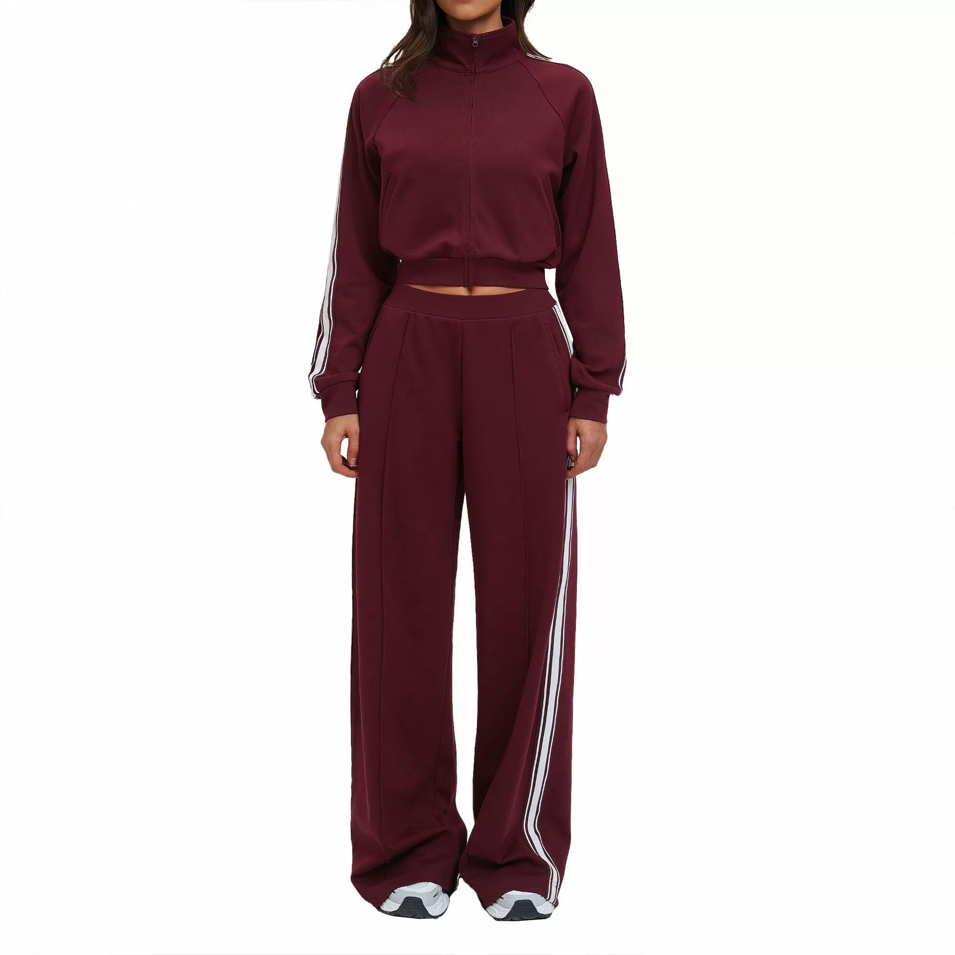 Conjunto de 2 piezas de chaqueta deportiva de manga larga para gimnasio, fitness y yoga, pantalones de entrenamiento para mujer, FGBTZ2519