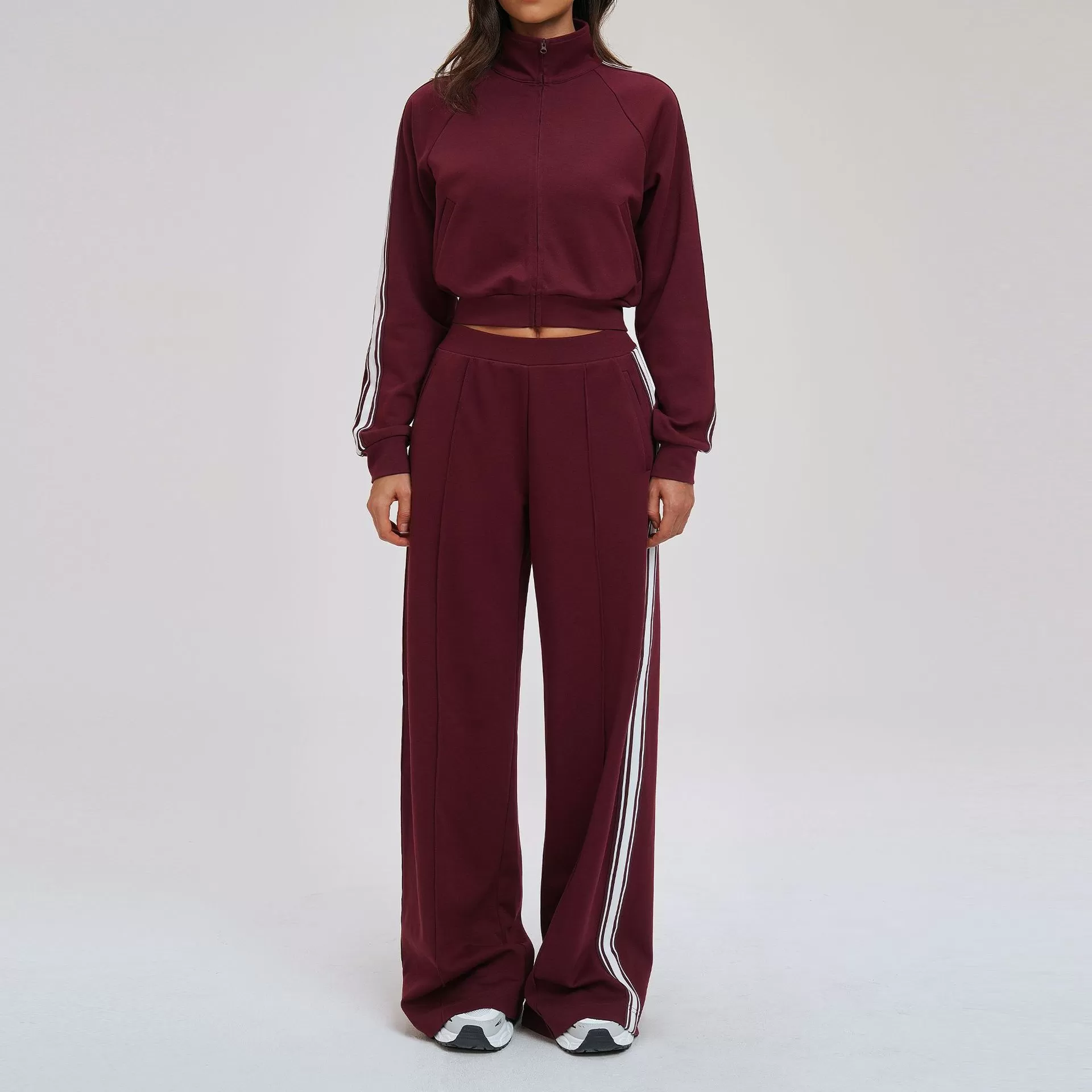 Conjunto de 2 piezas de chaqueta deportiva de manga larga para gimnasio, fitness y yoga, pantalones de entrenamiento para mujer, FGBTZ2519